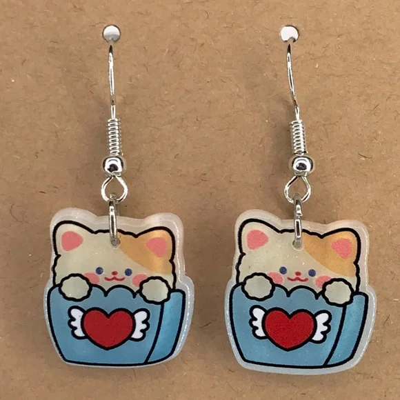 Fun Acrylic Dangle Earrings Cute Fashion Jewelry - Picture 1 of 2